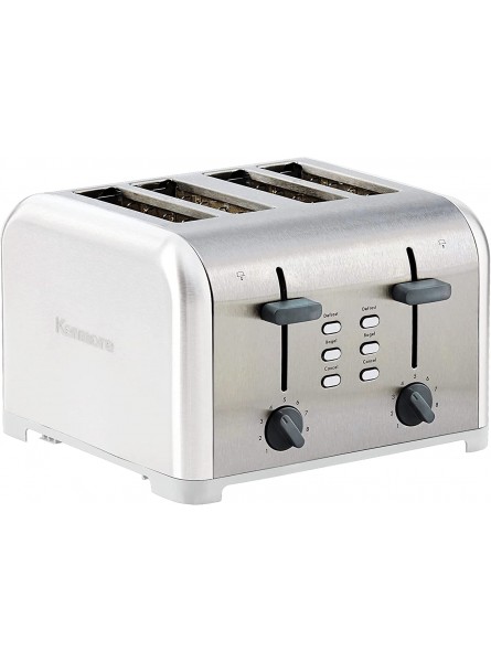 Kenmore 4-Slice Toaster White Stainless Steel Dual Controls Extra Wide Slots Bagel and Defrost Functions 9 Browning Levels Removable Crumb Trays for Bread Toast English Muffin And More B09XBRGKVV