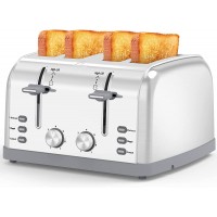 Lainsten Toaster 4 Slice ,Retro Toater with 7 Shade Settings ,4 Slice Toaster with 3 Mode ,Best Prime Toaster for Waffles Bagels and More（ Silver-2） B09V5KYGLT