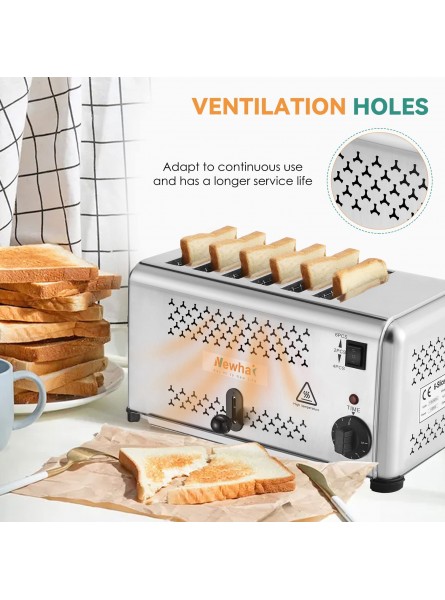 Newhai Commercial Toaster Bread Baking Machine 6 Slices 0.6 Inch Slot for Restaurant 110V B09KRQP2Z7
