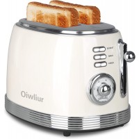 Oiwliur 2-Slice Toaster Retro Stainless Steel with Defrost Bagel and Cancel Function 6-Shade Settings and Removal Crumb Tray Extra-Wide Slot for Bread Bagels Waffles and more  Cream） B09F3VPF9P