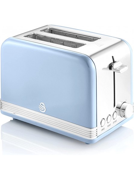 Swan ST19010BLN Retro Toaster 7.1"x10.2"x6.3" Blue B07MGBLSG3