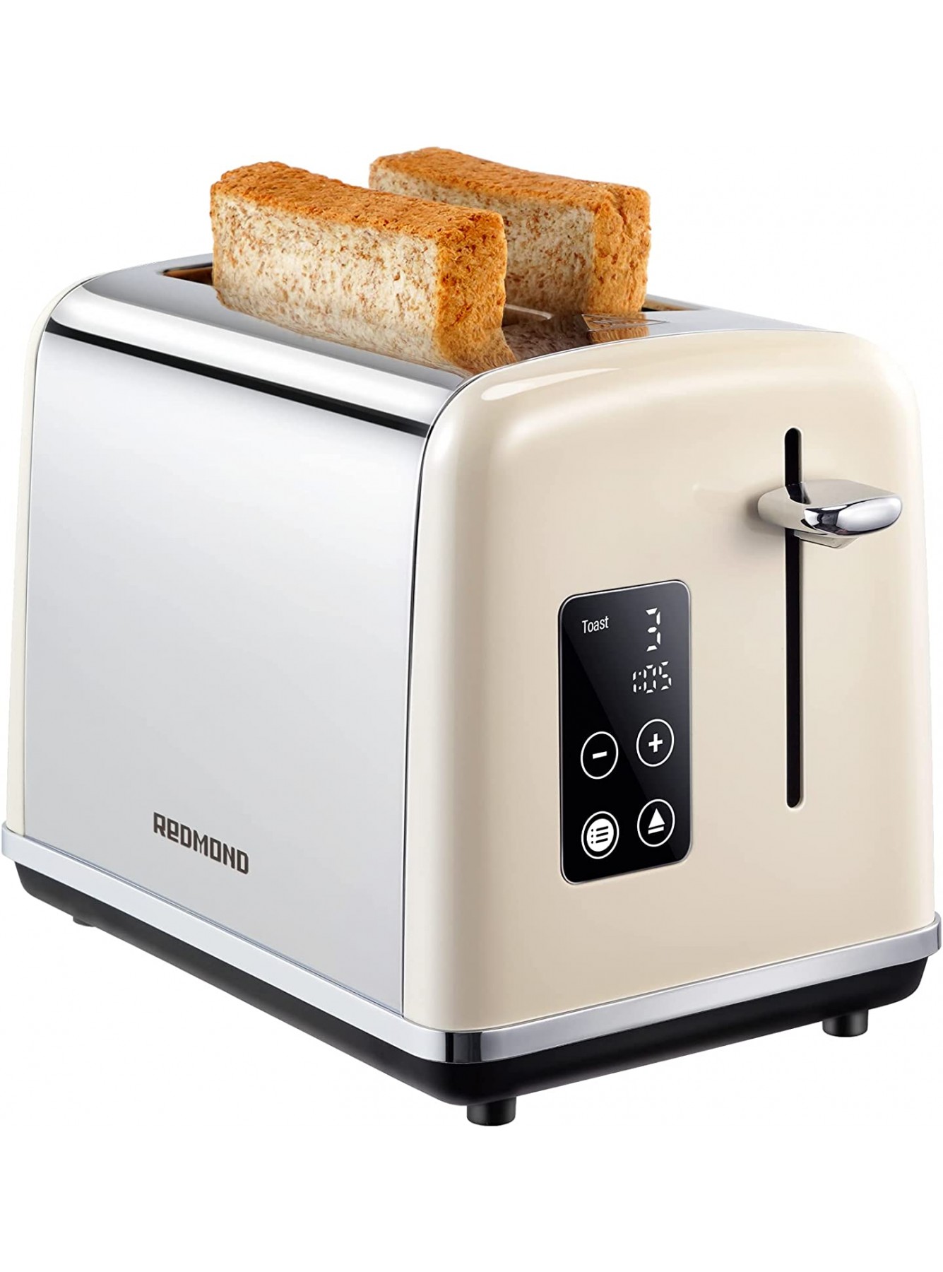 Toaster 2 Slice REDMOND Retro Toaster with Smart Touch Screen and Digital Countdown Timer Stainless Steel toaster with Extra Wide Slot and Cancel Defrost Reheat Function 6 Shade Settings Cream B095PCZDS6