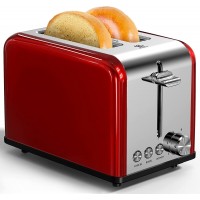 Toaster 2 Slice Retro Small Toaster with Bagel Cancel Defrost Function Extra Wide Slot Compact Stainless Steel Toasters for Bread Waffles Red B09GTRG1WR
