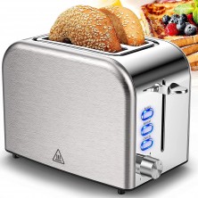 Toaster 2 Slice Stainless Steel 2 Slice Toaster with 6 Bread Shade Settings & Removable Crumb Tray Bagel Reheat Cancel Function B09TXLHJHG