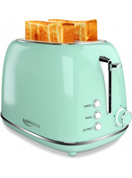 Toaster 2 Slice Stainless Steel Toaster Retro with 6 Bread Shade Settings Bagel Cancel Defrost Function 2 Slice Toaster with Extra Wide Slot Removable Crumb Tray Green B07TRQ4PQV