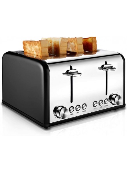 Toaster 4 Slice CUSIBOX Stainless Steel Toaster with BAGEL DEFROST CANCEL Function Extra Wide Slots Four Slice Bread Bagel Toaster 1650W Black Renewed B07S9JY4NM