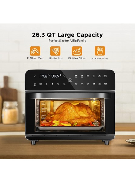 Air Fryer Oven 12 in 1 Air Fryer Toaster Oven with Digital Touchscreen 1800W Convection Oven Countertop Combo with 26.3 QT 25L Large Capacity Oil-free Easy Cooking 5 Accessories Black B09LR12R5K