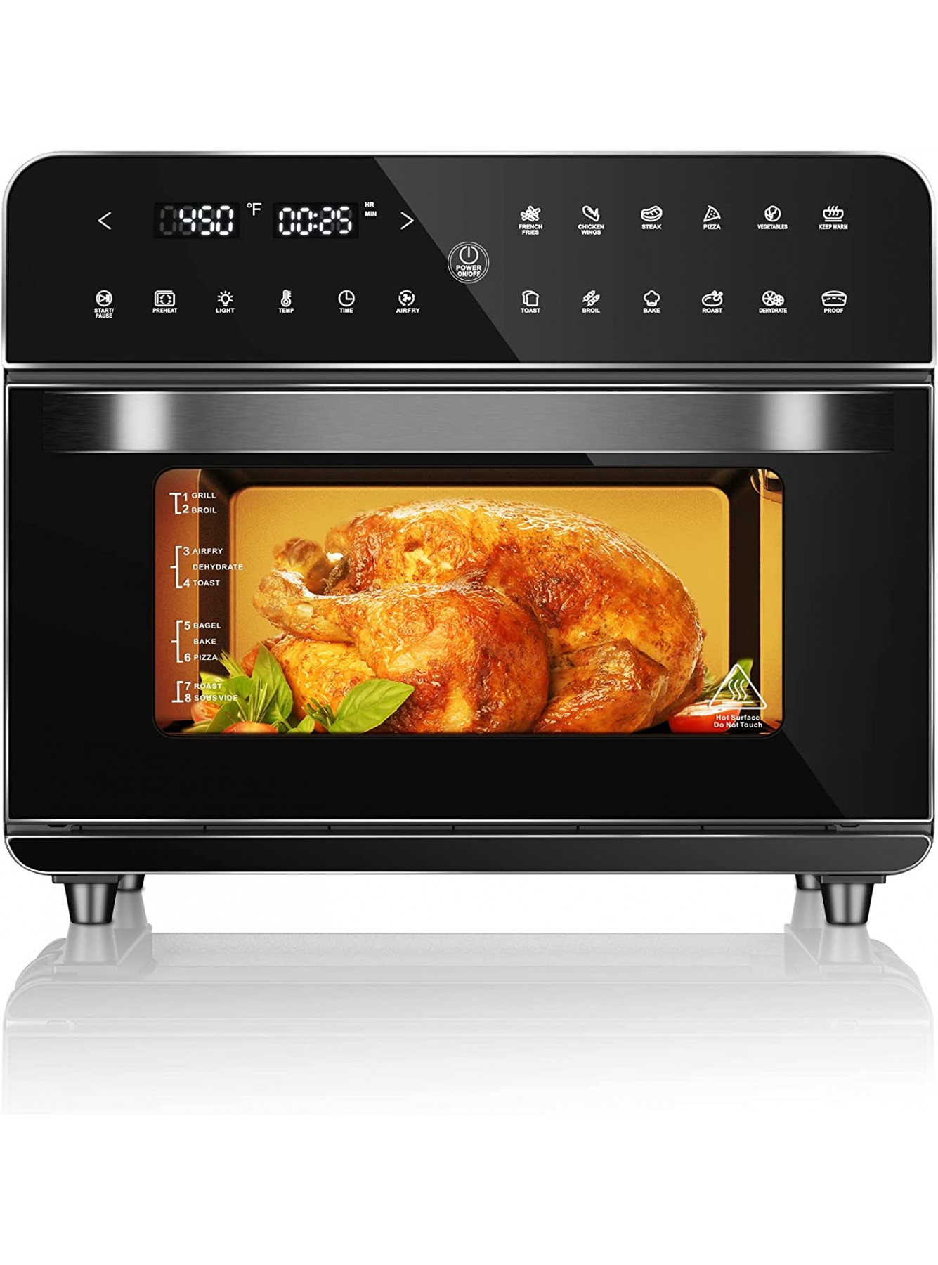 Air Fryer Oven 12 in 1 Air Fryer Toaster Oven with Digital Touchscreen 1800W Convection Oven Countertop Combo with 26.3 QT 25L Large Capacity Oil-free Easy Cooking 5 Accessories Black B09LR12R5K