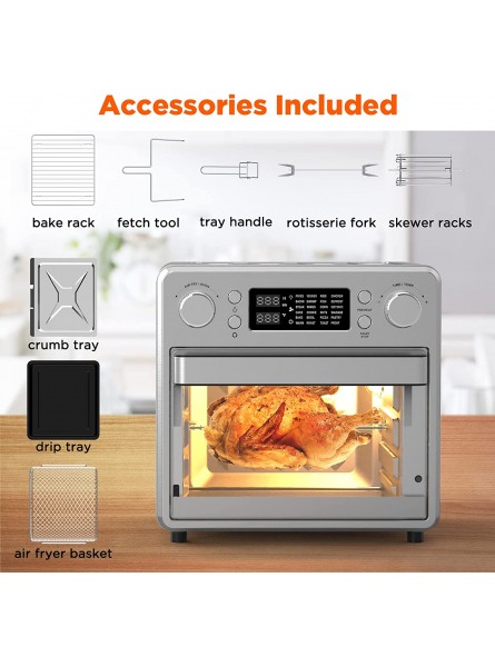 Air Fryer Toaster Oven Combo Countertop Convection Ovens 24-in-1 Air fry Bake Broil Toast Roast Dehydrate Defrost and More Functions 15L Capacity 10 Accessories LCD Display Stainless Steel B09PFVSNH4