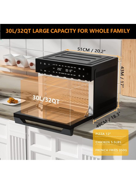 Auttely Air Fryer Oven 32QT Extra Large 18 in 1 Air Fryer Toaster Oven Combo with 30L Large Capacity Stainless Steel Digital Convection Oven Countertop Combo with Rotisserie and Dehydration 1800W B09DCSJWGF