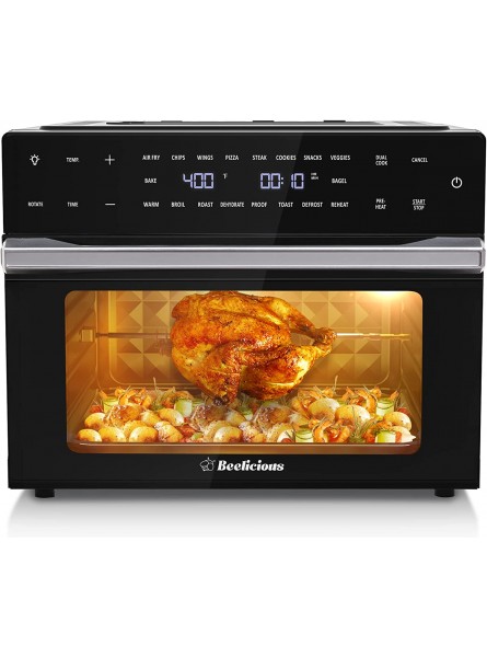 Beelicious 32QT Extra Large Air Fryer 19-In-1 Air Fryer Toaster Oven Combo with Rotisserie and Dehydrator Digital Convection Oven Countertop Airfryer Fit 13" Pizza 6 Accessories 1800w Black B09871GCN1