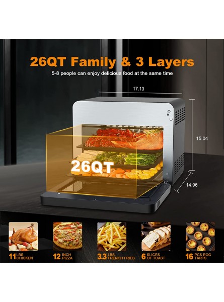 Geek Chef Air Fryer Toaster Oven 50-in-1 Steam Countertop Convection Oven 26QT Extra Large Capacity Fit 12 Pizza 6 Slices Toast Rotisserie and Dehydrator Pizza Steam Double-layer Glass Door 6 Accessories Include ETL Certified Black Stainless Steel B0