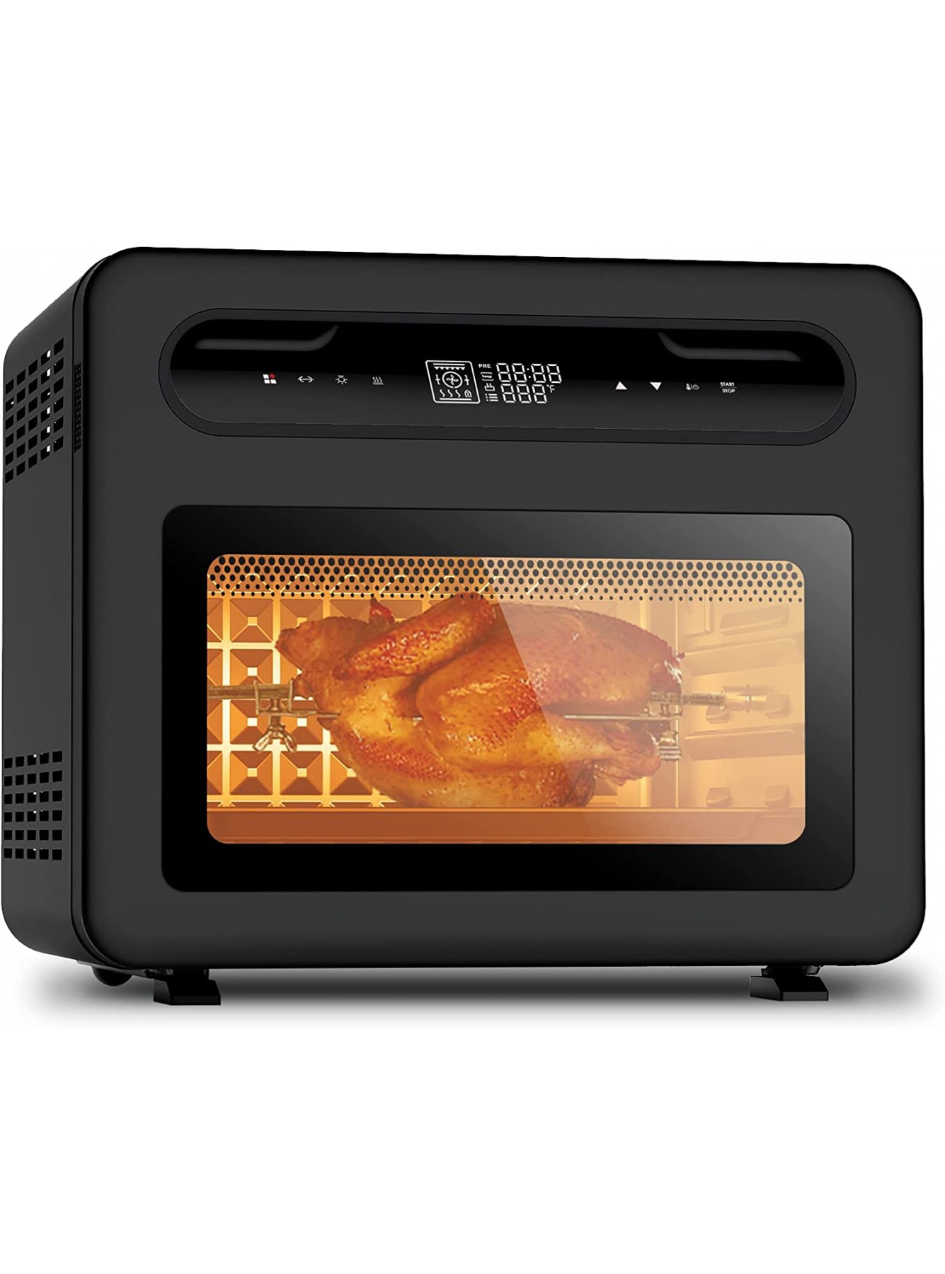 Geek Chef Air Fryer Toaster Oven 50-in-1 Steam Countertop Convection Oven 26QT Extra Large Capacity Fit 12 Pizza 6 Slices Toast Rotisserie and Dehydrator Pizza Steam Double-layer Glass Door 6 Accessories Include ETL Certified Black Stainless Steel B0