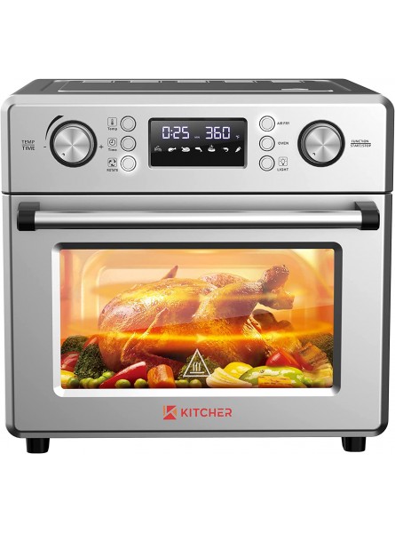 Kitcher 26.5QT Air Fryer Oven Countertop Toaster Oven 6 Slice Convection Ovens with 77 Recipes 5 Accessories 14 Presets for Bake Air Fry Roast,Toast Pizza Dehydrate Stainless Steel Silver B094N53QDP