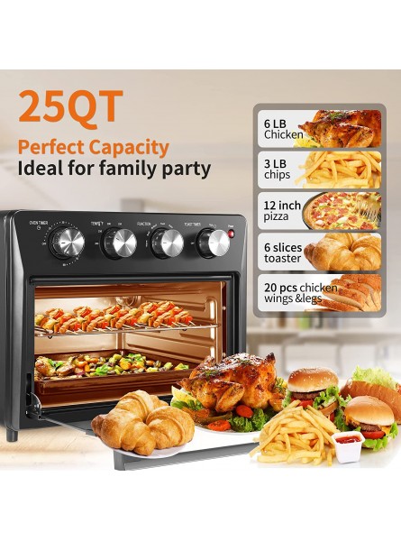 KOKUKAKU Air Fryer Toaster Oven Combos 25QT 7-in-1 Air Fryer Roast Bake Broil Reheat Dehydrator 5 Accessories Included Large Convection Countertop Oven 1700W ETL Listed DK-FO23B Black B09Q34H38M