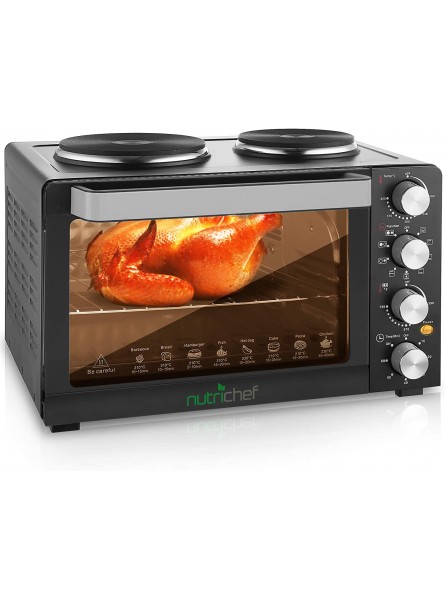 NutriChef Kitchen Convection Electric Countertop Rotisserie Toaster Oven Cooker with Food Warming Hot Plates 30+ Quart AZPKRTO28 Black B077P4KKNP