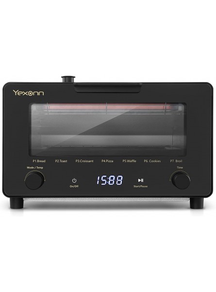 YEXONN 2022 Upgraded Small Toaster Oven 8-in-1 Convection Steam Oven Countertop Graphite Black Steam Oven Countertop bread oven small toaster oven compact size B09W57Q534