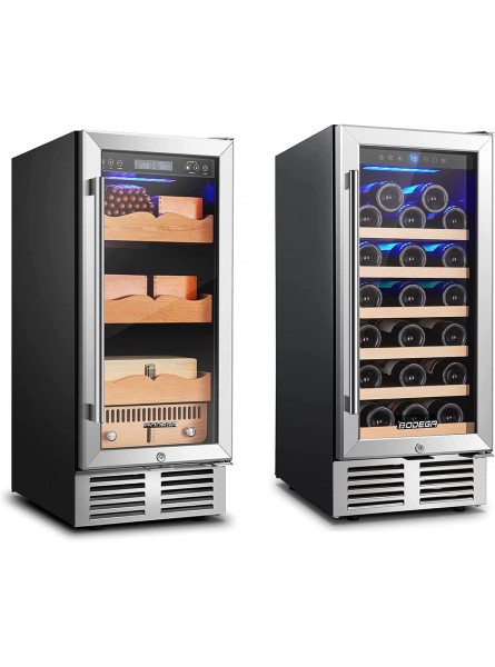 BODEGA Cooler Wine and Beverage Refrigerator 15 Inch Cooler Humidor & 31 Bottle Wine Cooler B0B3DMV19R