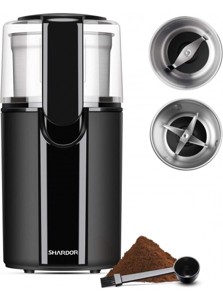 SHARDOR Coffee Grinder Electric Spice Grinder Electric Herb Grinder Grinder for Coffee Bean Spices and Seeds with 2 Removable Stainless Steel Bowls Black B07LG33LV3