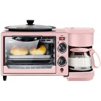 3 in 1 Breakfast Maker Station Hub 1050W 9L With1050W 4 Cup Espresso Coffee Maker Multi Function 9L Toaster Oven Removable Crumb Tray Timer Control Glass Color : Pink Size : 9L B09DCTK6ZR