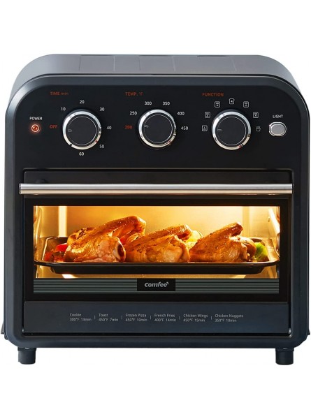 COMFEE' Retro Air Fryer Toaster Oven 7-in-1 1250W 14QT Capacity 4 Slice Air Fry Bake Broil Toast Warm Convection Broil Convection Bake Black Perfect for Countertop CO-A101ABK B08JCC24BK