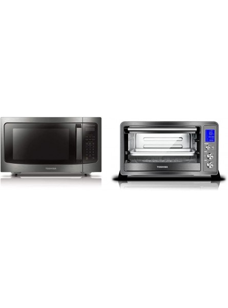 Toshiba ML-EM45PITBS Microwave Oven 1.6 Cu.ft Black Stainless Steel & AC25CEW-BS Toaster Oven 6-Slice Bread 12-Inch Pizza Black Stainless Steel 1500W B09MS3L57T