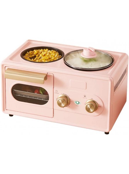ZTGL 4-in-1 Multifunction Breakfast Hub Oven + Griddle + Steamer Pot + Cooking Pot Toaster Oven with Timer,Pink B08BZKR9BJ
