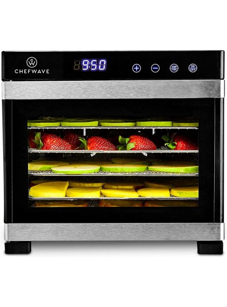 ChefWave Commercial Countertop Electric Food Dehydrator Digital Temperature Control & Timer 6 Stainless Steel Trays for Dried Fruit Veggie Meat Beef Jerky Herbs Dehydrators B07T812RC6