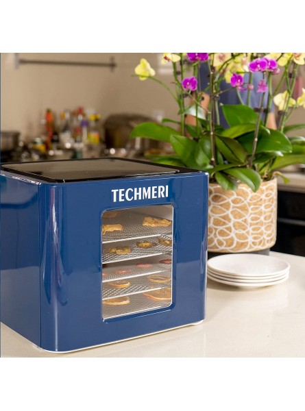 TECHMERI Food Dehydrator Machine Food Dehydrator for Jerky Meat Fruit Vegetable Herbs Food Dryer Machine with LED Touch Digital Timer and Temperature Control 6 Stainless Steel Trays B09P852R59