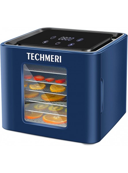 TECHMERI Food Dehydrator Machine Food Dehydrator for Jerky Meat Fruit Vegetable Herbs Food Dryer Machine with LED Touch Digital Timer and Temperature Control 6 Stainless Steel Trays B09P852R59