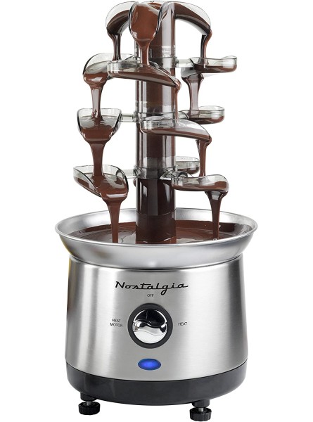 Nostalgia Stainless Steel Cascading Fondue Fountain 2-Pound Capacity Easy To Assemble 4 Tiers Perfect For Chocolate Nacho Cheese BBQ Sauce Ranch Liqueurs 2 lb B011RBDCJQ