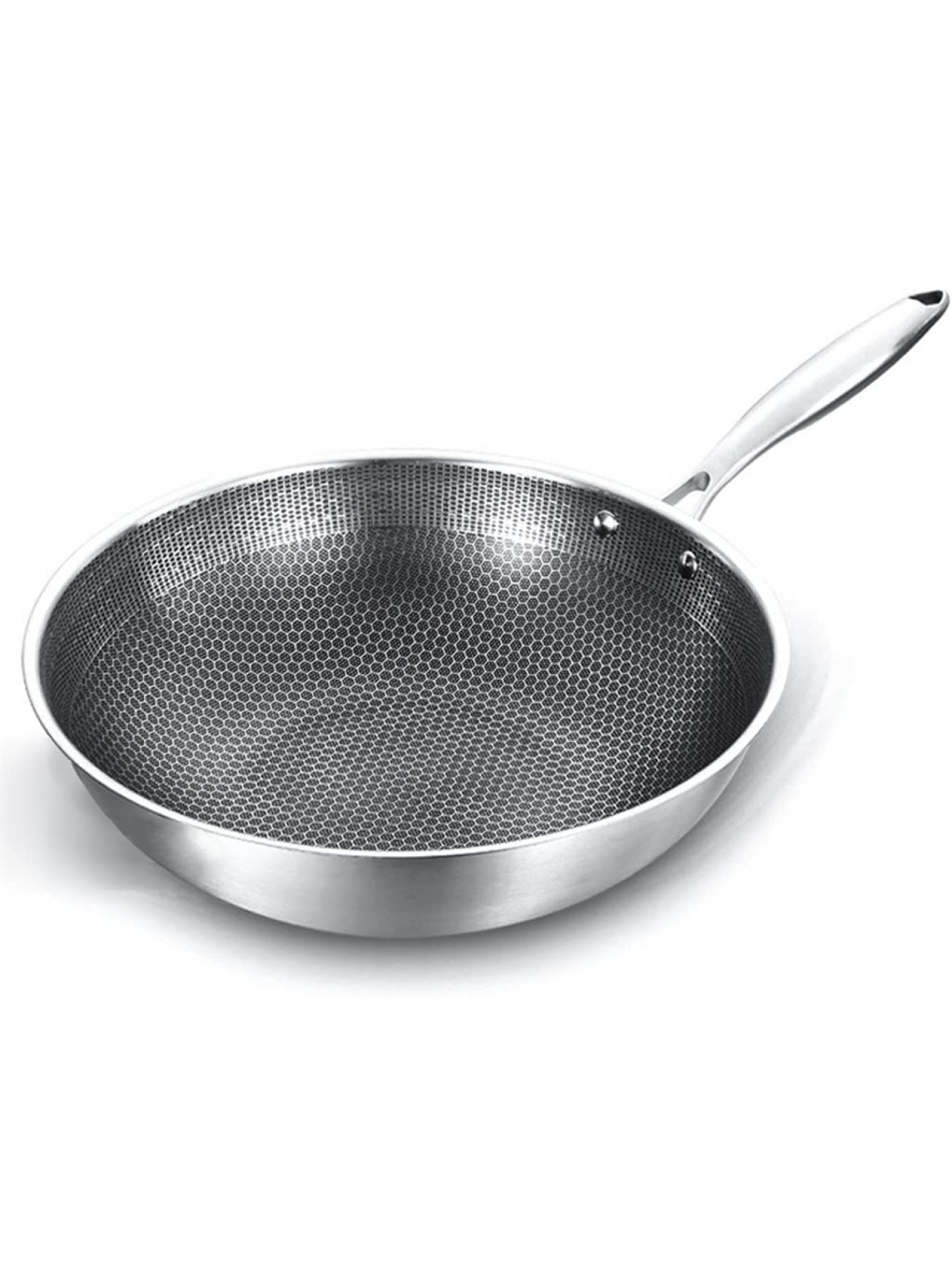 N A Uncoated Wok,Non-Stick pan,Stainless Steel,Honeycomb Design,Uniform Heating,for Electric Induction and Gas Stoves Color : A Size : 32cm B0B469WP8G