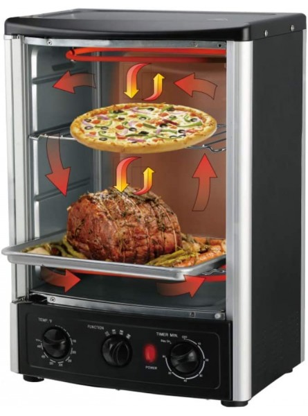 Alpine Cuisine AI30003 Roaster Multi Function Countertop Oven Bake Roast Broil Slow Cook Rotisserie Kebab Gyro 23L 1500W 14” x 12.2” x 18.9” black B0836M5VD9