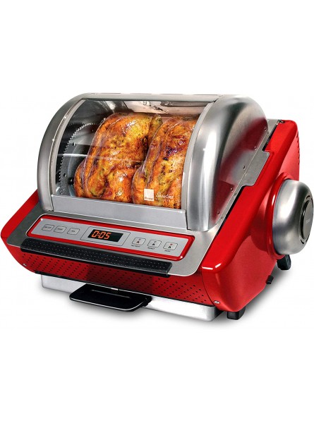 Ronco EZ-Store Rotisserie Oven Gourmet Cooking at Home Cooks Perfectly Roasted Chickens Turkey Pork Roasts & Burgers Large Capacity 3 Cooking Options: Roast Sear No Heat Rotation Red B0B1QX2Z6N