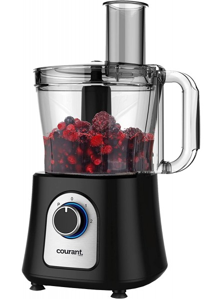 Courant 12-Cup Food Processor Powerful 800-Watts Perfect to Blend Chop Grate Slice and Shred Veggies fruits nuts etc. Stainless Steel & 3 Blades w Kugel Disc Food Chopper Black B08C4GCFRF