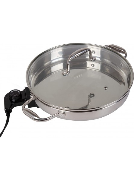 Electric Skillet By Cucina Pro 18 10 Stainless Steel with Tempered Glass Lid 12" Round B0014E9C5U