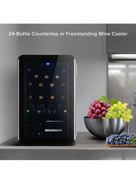 24 Bottle Wine Cooler Freestanding Wine Cellars System Chiller Digital Temperature Control Quiet Operation Compressor For Red White Champagne or Sparkling Wine B08ZS1DGSY