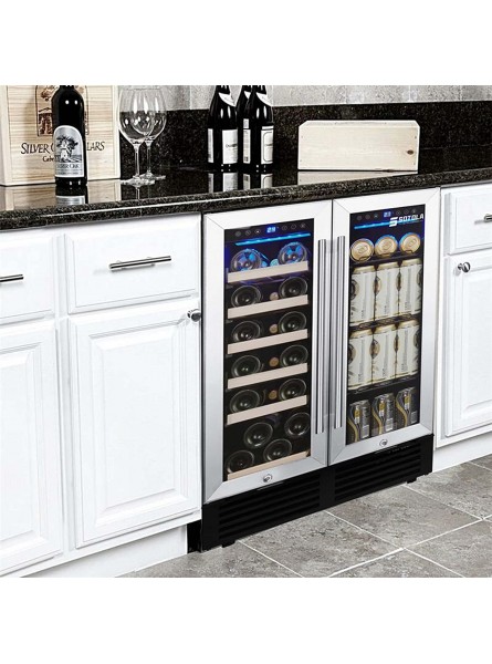 24'' Wine Cooler Refrigerator 19 Bottle Dual Zone Built-in or Freestanding Fridge w Lock Wine Cellar with Stainless Steel Tempered Glass Door and Temperature Memory Function B09W493K5S