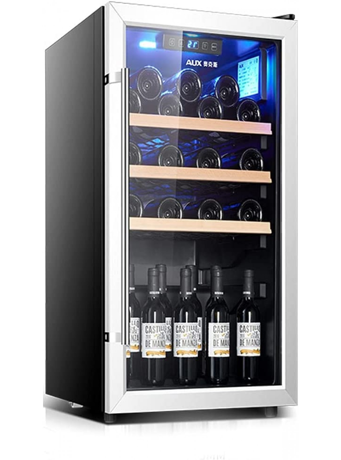 28-Bottle Wine Cabinet Free Standing Wine Refrigerator Independent Household Wine Cellar Compressor Refrigeration Tempered Glass Door Color : Black Size : 5057.584.7cm B095SH8CM5
