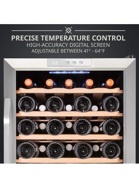 Ivation 51 Bottle Compressor Wine Cooler Refrigerator w Lock | Large Freestanding Wine Cellar For Red White Champagne or Sparkling Wine | 41f-64f Digital Temperature Control Fridge Stainless Steel B08BJCKW54