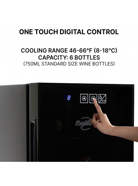 Koolatron Urban Series 6 Bottle Wine Cooler Thermoelectric Wine Fridge 0.65 cu. ft. Freestanding Wine Refrigerator for Small Kitchen Apartment Condo Cottage RV Black B09D3VZJ3V