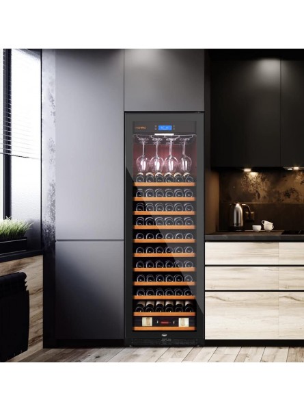 Raching 370L Wine Cooler Refrigerator w Lock Wood Frame Compressor Wood Frame Freestanding Wine Cellar For Red White Champagne or Sparkling Wine 100-120 Bottles B09GVS8V8W