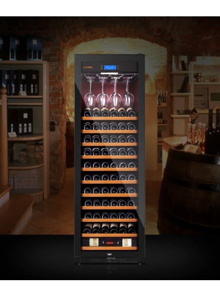 Raching 370L Wine Cooler Refrigerator w Lock Wood Frame Compressor Wood Frame Freestanding Wine Cellar For Red White Champagne or Sparkling Wine 100-120 Bottles B09GVS8V8W