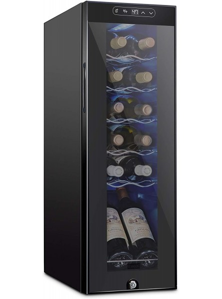 Schmecke 12 Bottle Compressor Wine Cooler Refrigerator w Lock | Large Freestanding Wine Cellar | 41f-64f Digital Temperature Control Wine Fridge For Red White Champagne or Sparkling Wine Black B08HM98SNN
