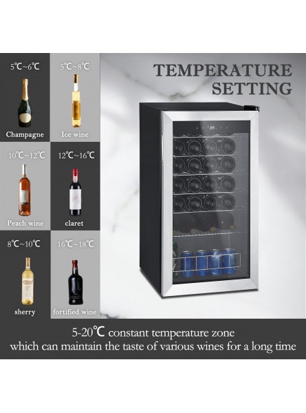 Smad 28 Bottle Compressor Wine Cooler Refrigerator Quiet Operation | Large Freestanding Wine Cellar | 39 f-65 f Digital Temperature Control Wine Fridge For Red White Champagne or Sparkling Wine Stainless Steel & Black B09Z6MBCFN