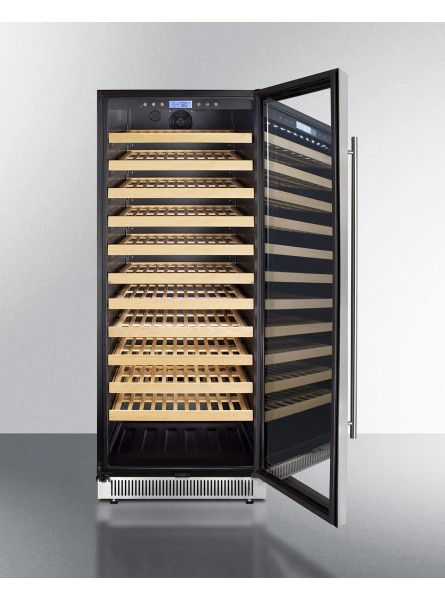 Summit Appliance SWC1127B 24 Wide Single Zone Wine Cellar For Built-In or Freestanding Use with Glass Door with Stainless Steel Trim Digital Thermostat Wooden Shelving and Factory-Installed Lock B08SPVQ69Z