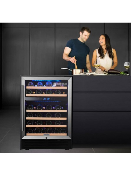 ZWJABYY 24 Inch 46 Bottle Wine Cooler Cabinet Beverage Fridge,Dual Zone Built-in and Freestanding Wine Cellars,41°F-68°F Digital Temperature Control,with Advanced Cooling System,Quiet Operation. B09KH11BBG