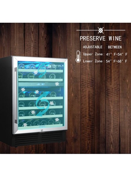 ZWJABYY 24 Inch 46 Bottle Wine Cooler Cabinet Beverage Fridge,Dual Zone Built-in and Freestanding Wine Cellars,41°F-68°F Digital Temperature Control,with Advanced Cooling System,Quiet Operation. B09KH11BBG