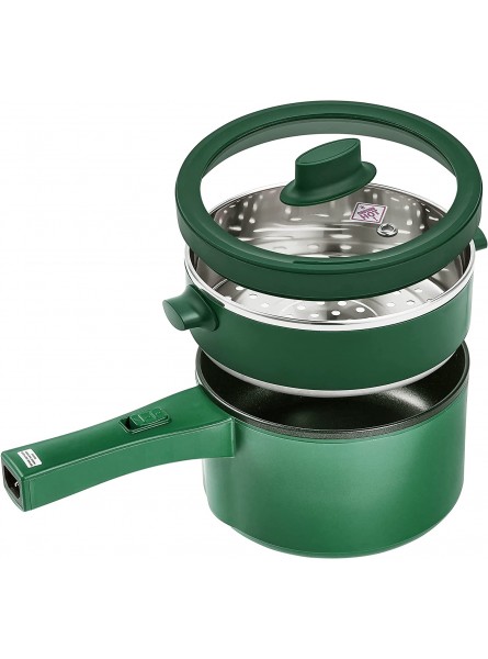 Electric Hot Pot EKNOSRI 1.5L Non-stick Mini Pot Multi-purpose with Stainless Steel Food Steamer and Temperature Control for Rapid Noodles Egg cooker Steak Sauté Steam Oatmeal and Soup Green B08VR99FMC