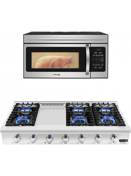 GASLAND Chef 30 Inch Over-the-Range Microwave Oven OTR1603S + Professional Slide-in 36'' Natural Gas Rangetop Pro RT4806 B09P4MRSZZ